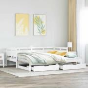 vidaXL Dagbädd utdragbar med lådor utan madrass vit 90x200 cm