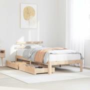 vidaXL Sängram med lådor 90x200 cm massiv furu