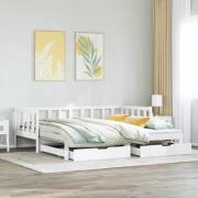 vidaXL Dagbädd utdragbar med lådor utan madrass vit 90x200 cm