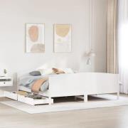 vidaXL Sängram utan madrass vit 160x200 cm massiv furu