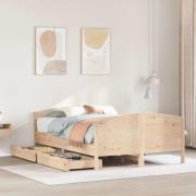 vidaXL Sängram utan madrass 135x190 cm massiv furu