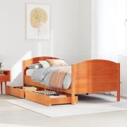 vidaXL Sängram utan madrass vaxbrun 100x200 cm massiv furu