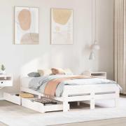 vidaXL Sängram utan madrass vit 120x200 cm massiv furu
