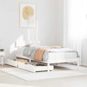 vidaXL Sängram utan madrass vit 100x200 cm massiv furu