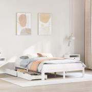 vidaXL Sängram med lådor vit 120x200 cm massiv furu