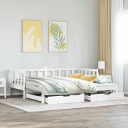 vidaXL Dagbädd utdragbar med lådor utan madrass vit 80x200 cm