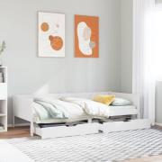 vidaXL Dagbädd med lådor vit 90x190 cm massiv furu