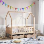 vidaXL Sängram med lådor för barnsäng 80x170 cm massiv furu