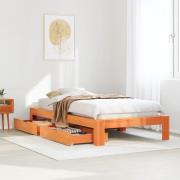 vidaXL Sängram utan madrass vaxbrun 100x200 cm massiv furu