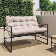 vidaXL Trädgårdsbänk med dyna taupe 113 cm stål