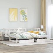 vidaXL Dagbädd utdragbar med lådor utan madrass vit 90x200 cm