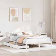 vidaXL Sängram utan madrass vit 140x200 cm massiv furu