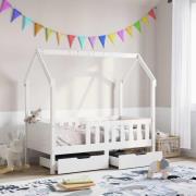 vidaXL Sängram med lådor för barnsäng 80x170 cm massiv furu