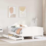 vidaXL Sängram utan madrass vit 135x190 cm massiv furu