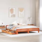 vidaXL Sängram utan madrass vaxbrun 180x200 cm massiv furu