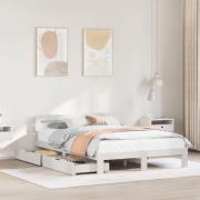 vidaXL Sängram utan madrass vit 140x190 cm massiv furu