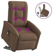 vidaXL Massagefåtölj med uppresningshjälp brun tyg
