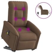 vidaXL Elektrisk massagefåtölj med uppresningshjälp brun tyg