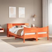 vidaXL Sängram utan madrass vaxbrun 150x200 cm massiv furu