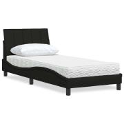 vidaXL Säng med madrass svart 90x190 cm tyg