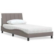vidaXL Bed with Mattress "Hanko" Taupe 100x200 cm Fabric