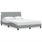 vidaXL Säng med madrass ljusgrå 140x190 cm tyg