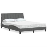 vidaXL Bed with Mattress "Hanko" Dark Grey 140x200 cm Fabric