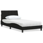 vidaXL Säng med madrass svart 100x200 cm tyg