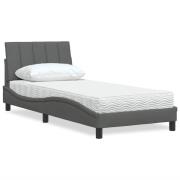 vidaXL Bed with Mattress "Hanko" Dark Grey 90x190 cm Fabric