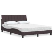 vidaXL Bed with Mattress "Hanko" Dark Brown 140x190 cm Fabric