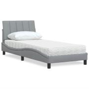 vidaXL Säng med madrass ljusgrå 90x200 cm tyg