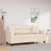 vidaXL 2-sitssoffa med prydnadskuddar beige 140 cm mikrofibertyg