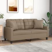 vidaXL 2-sits soffa med prydnadskuddar cappuccino 140 cm konstläder