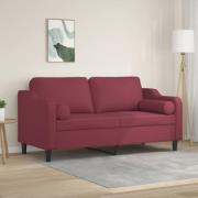 vidaXL 2-sits soffa med prydnadskuddar vinröd 140 cm tyg