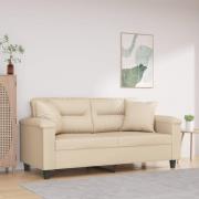 vidaXL 2-sitssoffa med prydnadskuddar gräddvit 140 cm mikrofibertyg