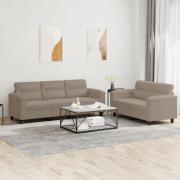 vidaXL Soffgrupp med kuddar 2 delar taupe mikrofibertyg