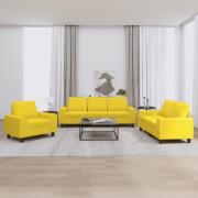 vidaXL Soffgrupp 3 delar ljusgul tyg