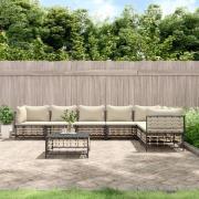 vidaXL Loungegrupp 8 delar med dynor antracit konstrotting