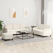 vidaXL Soffgrupp 3 delar gräddvit sammet