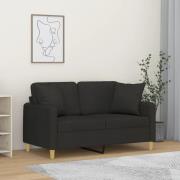 vidaXL 2-sits soffa med prydnadskuddar svart 120 cm tyg
