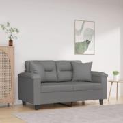 vidaXL 2-sitssoffa med prydnadskuddar mörkgrå 120 cm mikrofibertyg