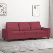 vidaXL 3-sitssoffa vinröd 180 cm tyg
