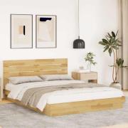 vidaXL Sängram med huvudgavel utan madrass 160x200 cm massivt trä ek