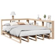 vidaXL Säng med bokhylla utan madrass 140x190cm massiv furu