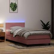 vidaXL Ramsäng med madrass rosa 80x220 cm sammet