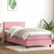 vidaXL Ramsäng med madrass rosa 80x220 cm sammet