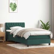 vidaXL Ramsäng med madrass mörkgrön 90x220 cm sammet