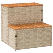 vidaXL Badtunna Step beige 50x50x50,5 cm konstrotting och solid akacia