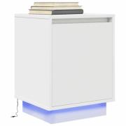 vidaXL Sängbord med LED-lampor vit 38x34x50 cm