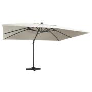 vidaXL Frihängande trädgårdsparasoll LEDs aluminiumstång 400x300cm